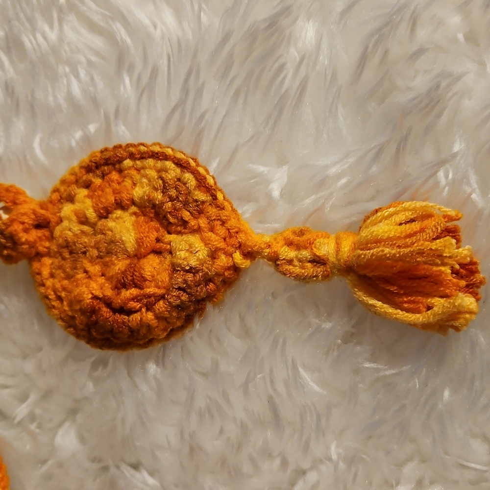 Handmade Orange Crochet Necklace and Earring Set Hand Knit Fall Jewelry beaded - Picture 6 of 17